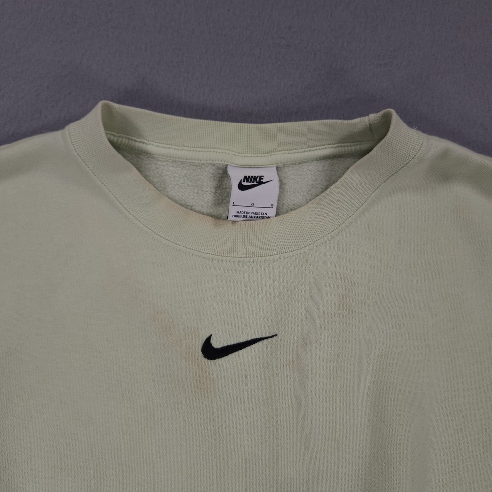 Nike Dri-Fit Women Cropped Sweatshirt Green Oversized Top Embroidered Swoosh L - Picture 4 of 8